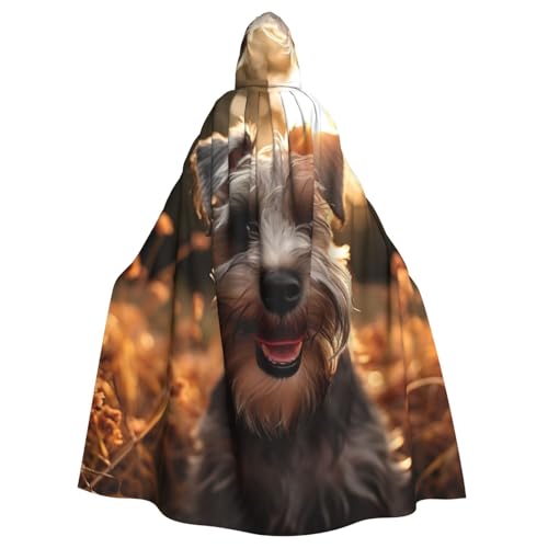 YKJJFVZ Umhang mit Kapuze und Schnauzer-Druck, für Erwachsene, Halloween, Hexe, Uni, Kostüm für Horror-Partys, Maskerade von YKJJFVZ