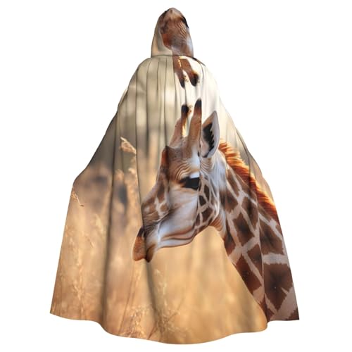 YKJJFVZ Umhang mit Kapuze und Tier-Giraffen-Druck, für Erwachsene, Halloween, Hexe, Uni-Kostüm für Horror-Partys, Maskerade von YKJJFVZ