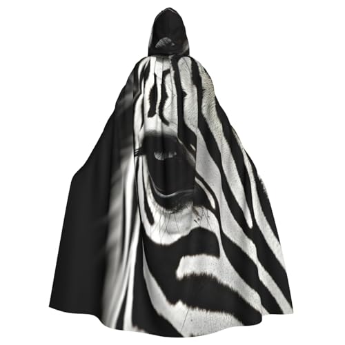 YKJJFVZ Umhang mit Kapuze und abstraktem Tier, Zebramuster, Cosplay, Erwachsene, Halloween, Hexe, Uni, Kostüm für Horrorpartys, Maskerade von YKJJFVZ