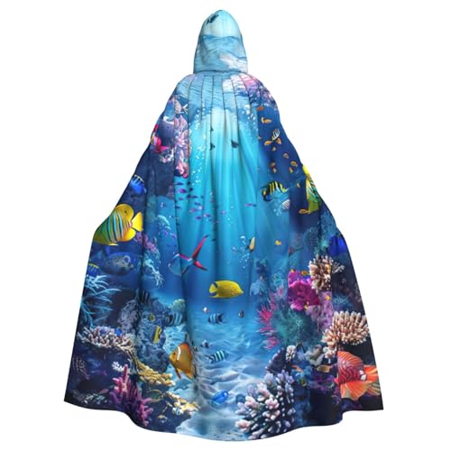 YKJJFVZ Umhang mit Kapuze und buntem Ozean-Motiv, für Erwachsene, Halloween, Hexe, Uni, Kostüm für Horror-Partys, Maskerade YKJJFVZ Umhang mit Kapuze und buntem Ozean-Motiv, für Erwachsene, Halloween, Hexe, Uni, Kostüm für Horror-Partys, Maskerade von YKJJFVZ