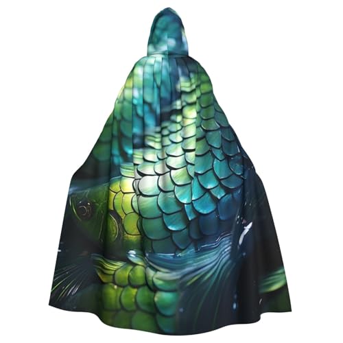YKJJFVZ Umhang mit Kapuze und grünem Fischdruck, für Erwachsene, Halloween, Hexe, Uni, Kostüm für Horrorpartys, Maskerade YKJJFVZ Umhang mit Kapuze und grünem Fischdruck, für Erwachsene, Halloween, Hexe, Uni, Kostüm für Horrorpartys, Maskerade von YKJJFVZ