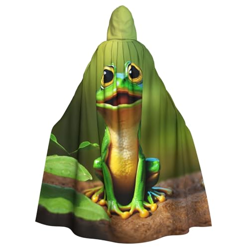 YKJJFVZ Umhang mit Kapuze und grünem Frosch-Druck, für Erwachsene, Halloween, Hexe, Uni, Kostüm für Horrorpartys, Maskerade YKJJFVZ Umhang mit Kapuze und grünem Frosch-Druck, für Erwachsene, Halloween, Hexe, Uni, Kostüm für Horrorpartys, Maskerade von YKJJFVZ