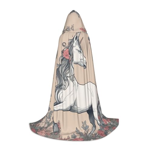 YKJJFVZ Umhang mit Märchen-Einhorn-Druck, Mittelalter und Renaissance, mit Kapuze, Zauberer, Vampir und Halloween-Kostüm YKJJFVZ Umhang mit Märchen-Einhorn-Druck, Mittelalter und Renaissance, mit Kapuze, Zauberer, Vampir und Halloween-Kostüm von YKJJFVZ