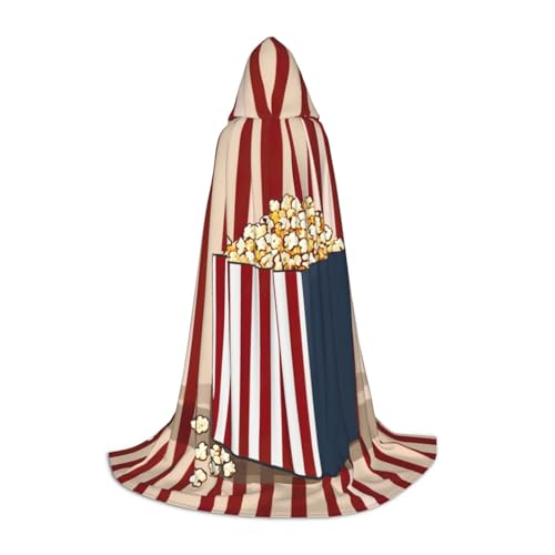 YKJJFVZ Umhang mit Popcorn-Druck, Mittelalter und Renaissance, mit Kapuze, Zauberer, Vampir und Halloween-Kostüme von YKJJFVZ