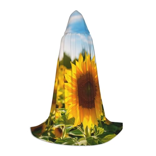 YKJJFVZ Umhang mit Sonnenblumen-Garten, mittelalterlicher und Renaissance-Umhang mit Kapuze, Zauberer, Vampir und Halloween-Kostüm von YKJJFVZ