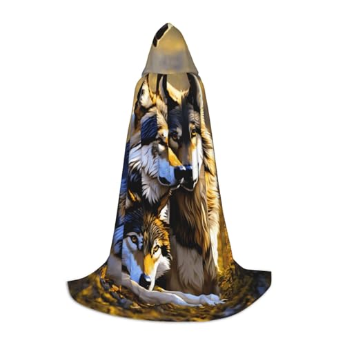 YKJJFVZ Umhang mit Wolfsaufdruck, Mittelalter und Renaissance, mit Kapuze, Zauberer, Vampir und Halloween-Kostüm YKJJFVZ Umhang mit Wolfsaufdruck, Mittelalter und Renaissance, mit Kapuze, Zauberer, Vampir und Halloween-Kostüm von YKJJFVZ