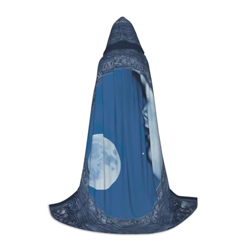 YKJJFVZ Umhang mit blauem Mondaufdruck, Mittelalter und Renaissance, mit Kapuze, Zauberer, Vampir und Halloween-Kostüm YKJJFVZ Umhang mit blauem Mondaufdruck, Mittelalter und Renaissance, mit Kapuze, Zauberer, Vampir und Halloween-Kostüm von YKJJFVZ