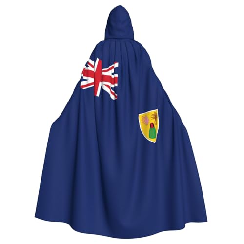 YKJJFVZ Umhang mit der Flagge der Türken und Caicosinseln, für Erwachsene, Halloween, Hexe, Kapuzenumhang, Uni-Kostüm für Horror-Partys, Maskerade von YKJJFVZ