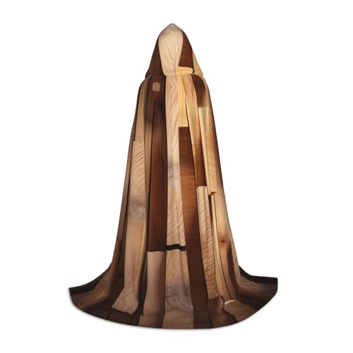 YKJJFVZ Vertikale Planken in Zimmerei, Eichenholzdruck, Mittelalter- und Renaissance-Umhang mit Kapuze, Vampir-Halloween-Kostüme, Schwarz, L von YKJJFVZ