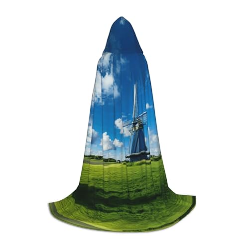YKJJFVZ Windmühlen-Umhang mit blauem Druck, Mittelalter und Renaissance, mit Kapuze, Zauberer, Vampir und Halloween-Kostüm YKJJFVZ Windmühlen-Umhang mit blauem Druck, Mittelalter und Renaissance, mit Kapuze, Zauberer, Vampir und Halloween-Kostüm von YKJJFVZ