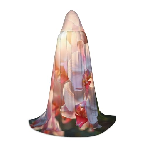 YKJJFVZ Wunderschöner Orchideen-Druck, Mittelalter- und Renaissance-Umhang mit Kapuze, Zauberer, Vampir und Halloween-Kostüme von YKJJFVZ