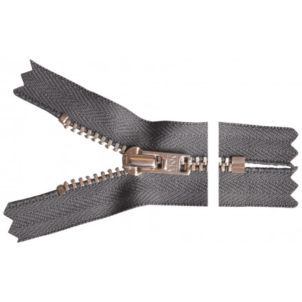 YKK Reißverschluss Aluminium 18cm 4mm Dunkelgrau von YKK