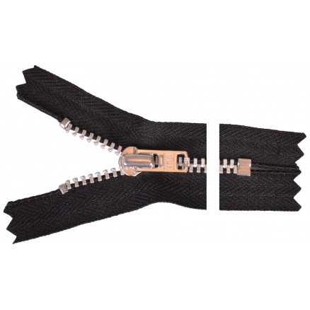 YKK Reißverschluss Aluminium 18cm 4mm Schwarz von YKK