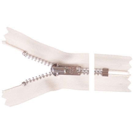 YKK Reißverschluss Aluminium 6cm 4mm Natur von YKK