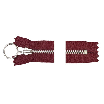 YKK-Reißverschluss Aluminium fest mit Ring 20cm 4mm Bordeaux von YKK