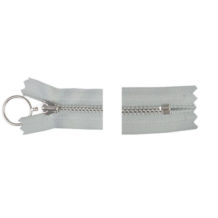 YKK-Reißverschluss Aluminium fest mit Ring 20cm 4mm Hellgrau von YKK