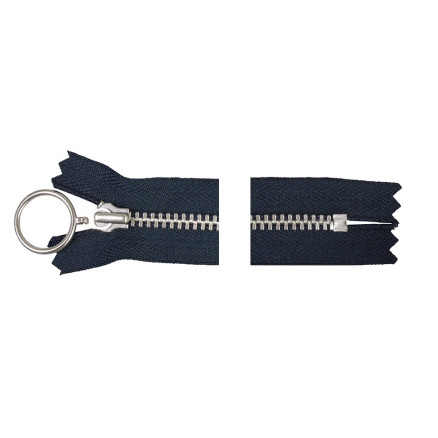 YKK-Reißverschluss Aluminium fest mit Ring 20cm 4mm Marineblau YKK-Reißverschluss Aluminium fest mit Ring 20cm 4mm Marineblau von YKK