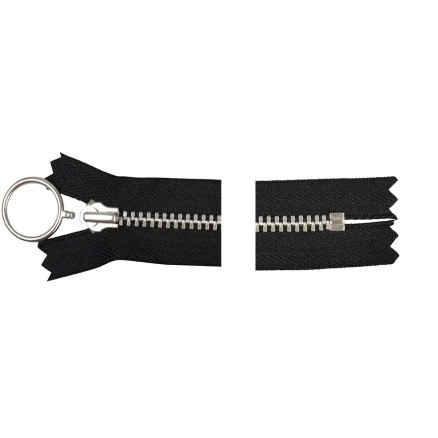 YKK-Reißverschluss Aluminium fest mit Ring 20cm 4mm Schwarz YKK-Reißverschluss Aluminium fest mit Ring 20cm 4mm Schwarz von YKK