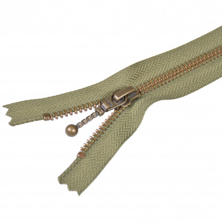 YKK Reißverschluss Antik Messing Armygrün 6mm - 35cm von YKK
