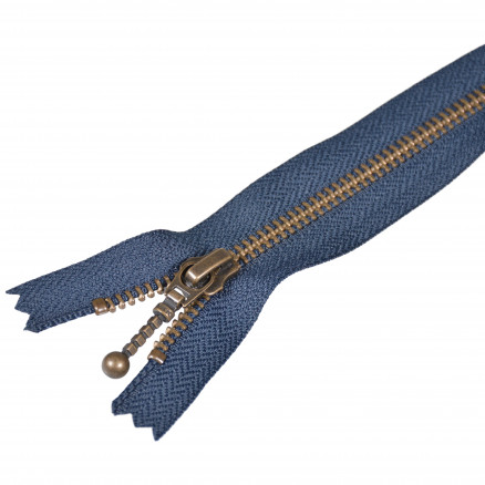 YKK Reißverschluss Antik Messing Marineblau 6mm - 35cm von YKK