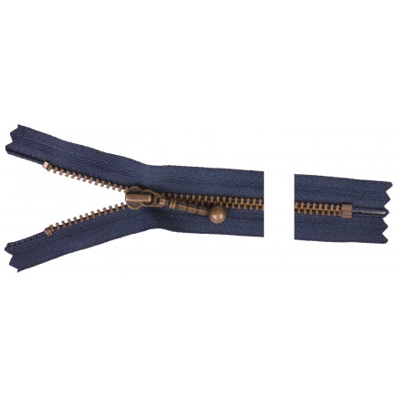 YKK Reißverschluss Messing antik 15cm 4mm Marine von YKK