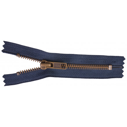 YKK Reißverschluss Messing antik 15cm 6mm Marine von YKK