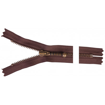 YKK Reißverschluss Messing antik 20cm 4mm Braun von YKK