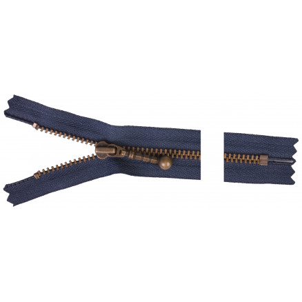 YKK Reißverschluss Messing antik 20cm 4mm Marine von YKK