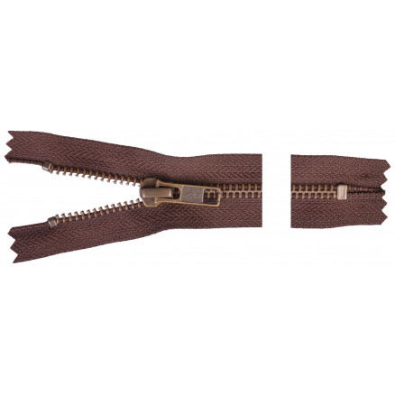 YKK Reißverschluss Messing antik 20cm 6mm Braun von YKK