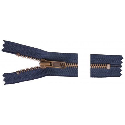 YKK Reißverschluss Messing antik 20cm 6mm Marine von YKK