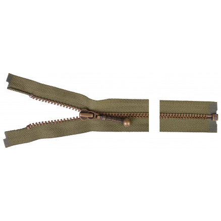 YKK Trennbarer Reißverschluss Antik Messing 50cm 4mm Army von YKK