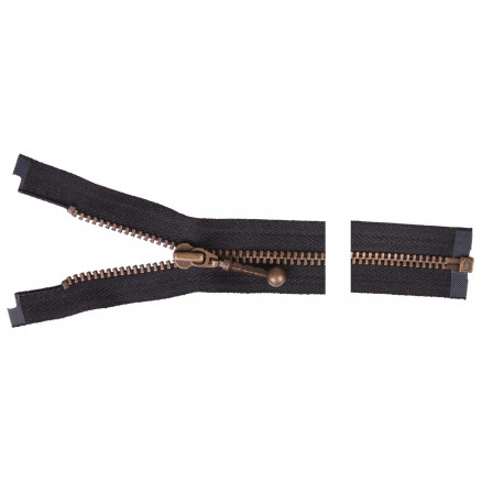 YKK Trennbarer Reißverschluss Antik Messing 50cm 4mm Schwarz von YKK