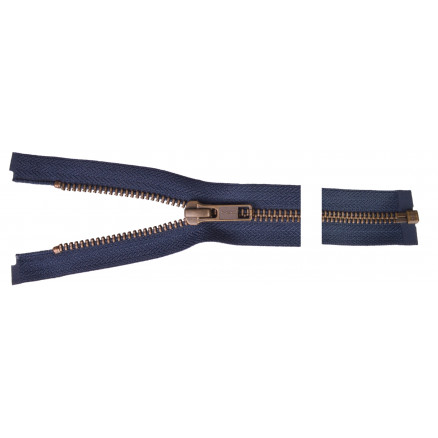 YKK Trennbarer Reißverschluss Antik Messing 40cm 6mm Marine von YKK