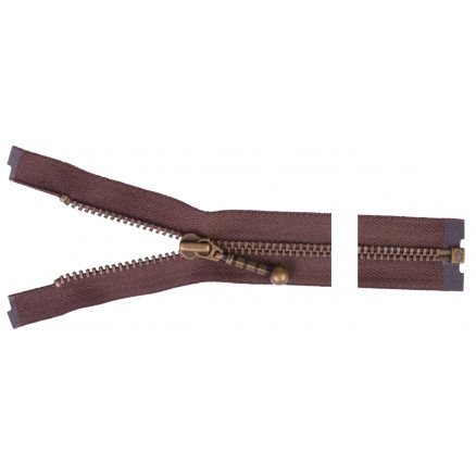 YKK Trennbarer Reißverschluss Antik Messing 50cm 4mm Braun von YKK