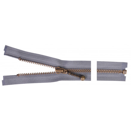 YKK Trennbarer Reißverschluss Antik Messing 50cm 4mm Grau von YKK