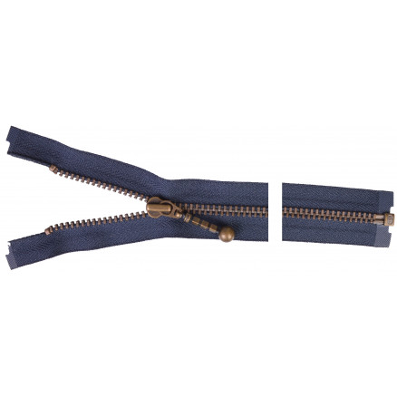 YKK Trennbarer Reißverschluss Antik Messing 50cm 4mm Marine von YKK