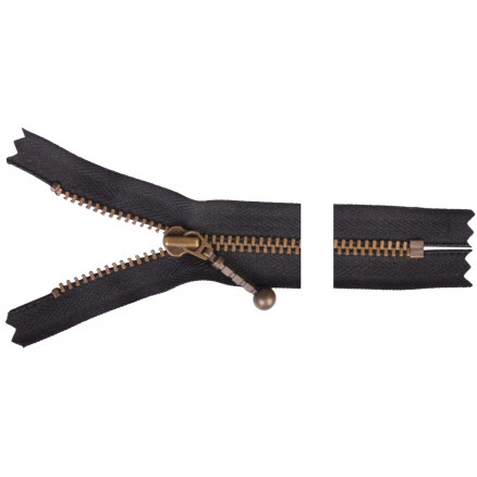 YKK Reißverschluss Messing antik 20cm 4mm Schwarz von YKK