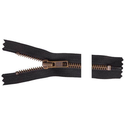 YKK Reißverschluss Messing antik 20cm 6mm Schwarz von YKK