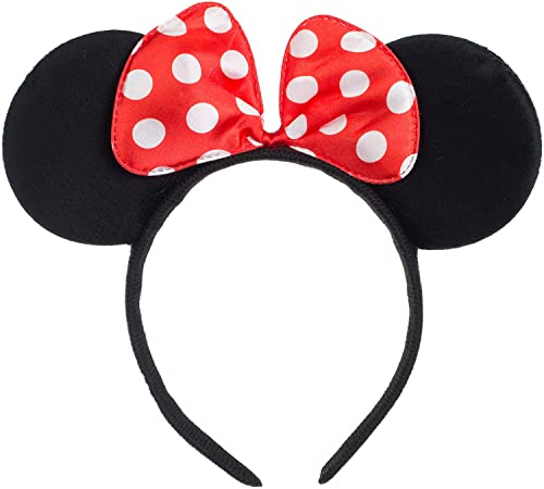 YKKJ Ohren Mouse,Schwarzes Mausohren-Stirnbänder Schwarz Rot Weiß Gepunktet Haarreif mit Schleife in Rot für Maskerade, Geburtstagsfeier, Nacht, Cartoon-Club(Minnie und Mickey) von YKKJ