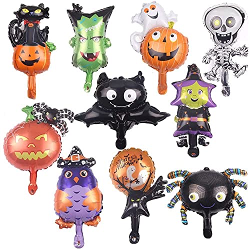 YKKJ Halloween Dekoration Ballons,Halloween Party Luftballons 10 stück Halloween Folienballon Ghost/Geek Kopf Kürbisspinne Aluminiumfolie Luftballons für Halloween Bar Zuhause Dekorbedarf YKKJ Halloween Dekoration Ballons,Halloween Party Luftballons 10 stück Halloween Folienballon Ghost/Geek Kopf Kürbisspinne Aluminiumfolie Luftballons für Halloween Bar Zuhause Dekorbedarf von YKKJ
