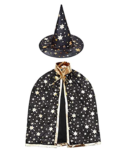 YKKJ Hexen-Kostüm，Halloween Hexe Zauberer Umhang，für Junge Mädchen Kostüm Cosplay Festivel Party Star Style（Schwarz）. von YKKJ