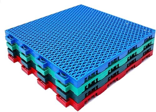 12 Zoll, schnell entwässernde, modulare, ineinander greifende Bodenmatten, kälte- und temperaturbeständig und leicht zu reinigen, 10 Stück(Light Blue) von YKMYXZ