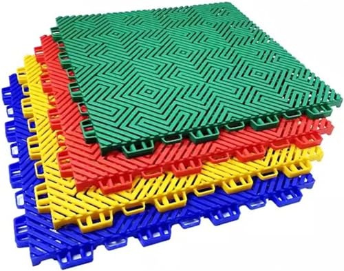 12-Zoll-Modulare ineinander greifende Bodenfliesen for den Außenbereich, leicht zu schneidende/modifizierte DIY-Sportplatzfliesen(Yellow) von YKMYXZ