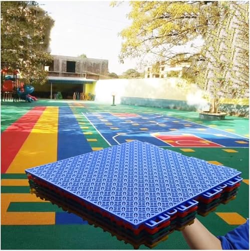 25 cm PP Outdoor Modulare ineinander greifende Bodenmatten, Basketballplatz Sportstadion Park Faux Bürgersteig Sportplatz Fliesen(Blue,16PCS) von YKMYXZ