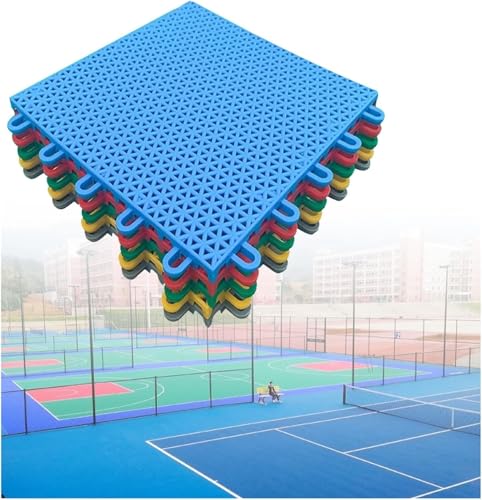 25 cm modulare ineinander greifende Bodenfliesen, Basketballplatz im Freien, Badmintonplatz, wetterfeste DIY-Sportplatzfliesen(Yellow) von YKMYXZ