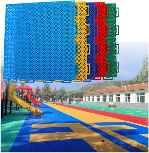 9,84 Zoll DIY Outdoor-Sportplatzfliesen, Park-Schulspielplatz-Kindergarten-Modular-Steckboden, leicht zu schneiden/modifizieren(Green) von YKMYXZ