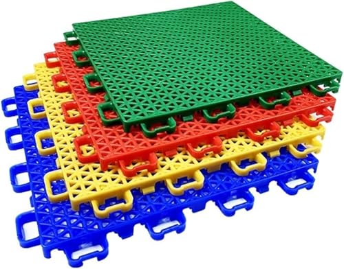 9,84 Zoll quadratische Sportplatzfliesen, modulare ineinandergreifende Bodenfliesen, farbenfroher DIY-Spleiß-Sportboden for den Innen- und Außenbereich(Yellow) von YKMYXZ
