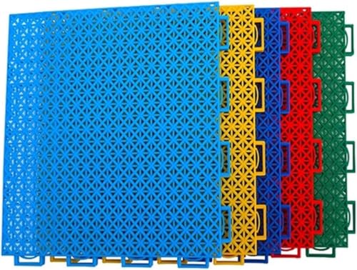 9,84 Zoll quadratische Sportplatzfliesen, modulare ineinandergreifende Bodenfliesen, farbenfroher DIY-Spleiß-Sportboden for den Innen- und Außenbereich(Yellow,10PCS) von YKMYXZ