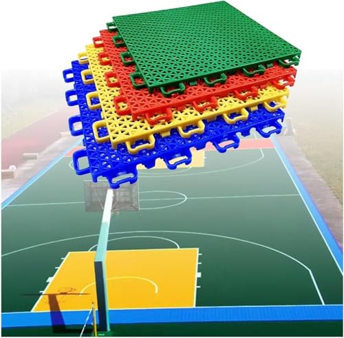 Basketballplatzfliesen, modulare ineinandergreifende Bodenfliesen, Badmintonplatzfliesen for den Innen- und Außenbereich, DIY-Sportplatzfliesen(Red) von YKMYXZ