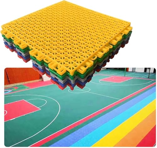 Fliesen for Basketballplätze im Freien, wetterbeständige, modulare ineinander greifende Matten for Rasen-Zement-Böden(Grey) von YKMYXZ